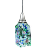 4"Sq Metro Fusion Fiddleheads Draped Fused Glass Modern Mini Pendant