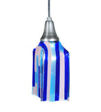 4"Sq Metro Fusion Ocean Breeze Draped Fused Glass Modern Pendant