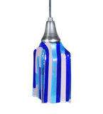 4"Sq Metro Fusion Ocean Breeze Draped Fused Glass Modern Pendant