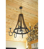 43"W Barrel Stave Madera 8 Lt Rustic Gothic Chandelier-Ships Free