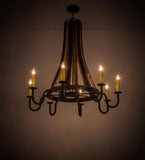 43"W Barrel Stave Madera 8 Lt Rustic Gothic Chandelier-Ships Free