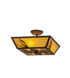 15"Sq Mountain Pine Rustic Lodge Flushmount