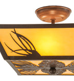 15"Sq Mountain Pine Rustic Lodge Flushmount