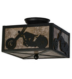 10"Sq Motorcycle Rustic Lodge Flushmount