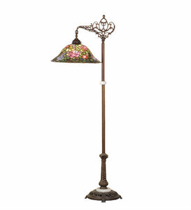 59"H Tiffany Rosebush Floral Bridge Arm Floor Lamp