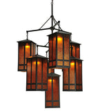 58"W Mission Church Street 7 Lt Arts & Crafts Chandelier