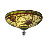 24"W Pinecone Dome Tiffany Rustic Lodge Flushmount