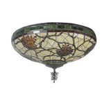 24"W Pinecone Dome Tiffany Rustic Lodge Flushmount