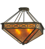 25"W Amber Mica Diamond Mission Octagon Inverted Pendant
