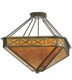 25"W Amber Mica Diamond Mission Octagon Inverted Pendant