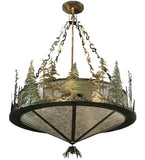 62"W Wildlife Rustic Lodge Inverted Pendant