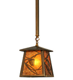 7"Sq Whispering Pines Rustic Lodge Mini Pendant