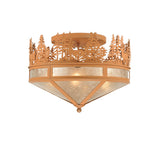 20"W Deer Through The Trees Rustic Lodge Flushmount