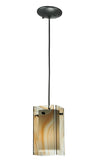 5"Sq Metro Cognac Swirl Quadrato Contemporary Pendant