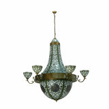 72"W Tiffany Grand Tulip Medallion 6 Arm Floral Chandelier