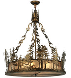 30"W Quail Hunter W/Dog Inverted Rustic Lodge Pendant