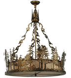 30"W Quail Hunter W/Dog Inverted Rustic Lodge Pendant