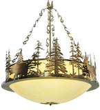 62"W Wildlife Rustic Lodge Inverted Pendant