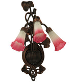 10.5"W Pink/White Pond Lily 3 Lt Victorian Wall Sconce