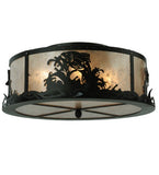 22"W Leaping Trout Wildlife Rustic Lodge Flushmount