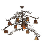 48"W Pine Branch Valley View 12 Lt Rustic Lodge Chandelier