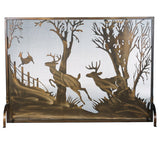 44"W X 31.5"H Deer On The Loose Fireplace Screen