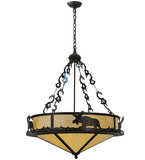 31"W Lone Moose Wildlife Rustic Lodge Inverted Pendant