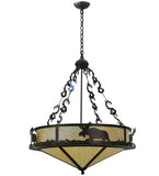 31"W Lone Moose Wildlife Rustic Lodge Inverted Pendant