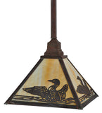 12"Sq Loon Wildlife Rustic Lodge Pendant
