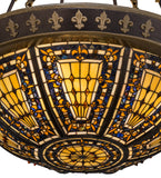 28"W Tiffany Fleur-De-Lis Victorian Semi-Flushmount