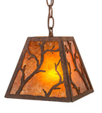 8"Sq Branches Rustic Lodge Pendant