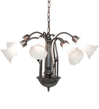 20"W White Pond Lily 7 Lt Chandelier