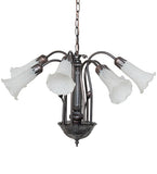 20"W White Pond Lily 7 Lt Chandelier