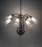 20"W White Pond Lily 7 Lt Chandelier