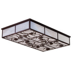 60"L Mountain Pine Rustic Lodge Oblong Flushmount