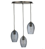 20"W Crackle Orb 3 Lt Mouth Blown Cascading Contemporay Pendant
