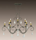 48"L Celine Oval 10 Lt Glam Chandelier W/Crystals