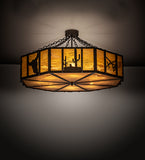 48"W Southwest Cactus, Longhorn & Hat Semi-Flushmount