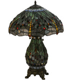 25"H Tiffany Hanginghead Dragonfly Lit Base Table Lamp