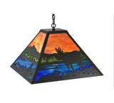 24"Sq Moose at Lake Wildlife Rustic Lodge Pendant