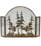 50"W X 30"H Tall Pines Arched Metal Fireplace Screen