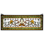 33"W X 10"H  Fairytale Victorian Transom Stained Glass Window