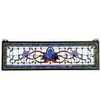33"W X 10"H Fairytale Floral Stained Glass Transom Window
