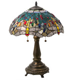 22"H Tiffany Hanginghead Dragonfly Stained Glass Table Lamp