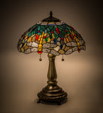 22"H Tiffany Hanginghead Dragonfly Stained Glass Table Lamp