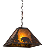14"Sq Lone Bear Wildlife Rustic Lodge Pendant | Smashing Stained Glass & Lighting
