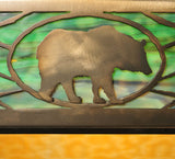 18"Sq Lone Bear & Wolf Wildlife Inverted Pendant