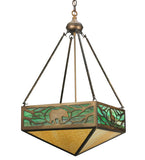 18"Sq Lone Bear & Wolf Wildlife Inverted Pendant