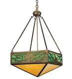 18"Sq Lone Bear & Wolf Wildlife Inverted Pendant