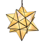 18"W Moravian Star Beige Iridescent Mission Pendant